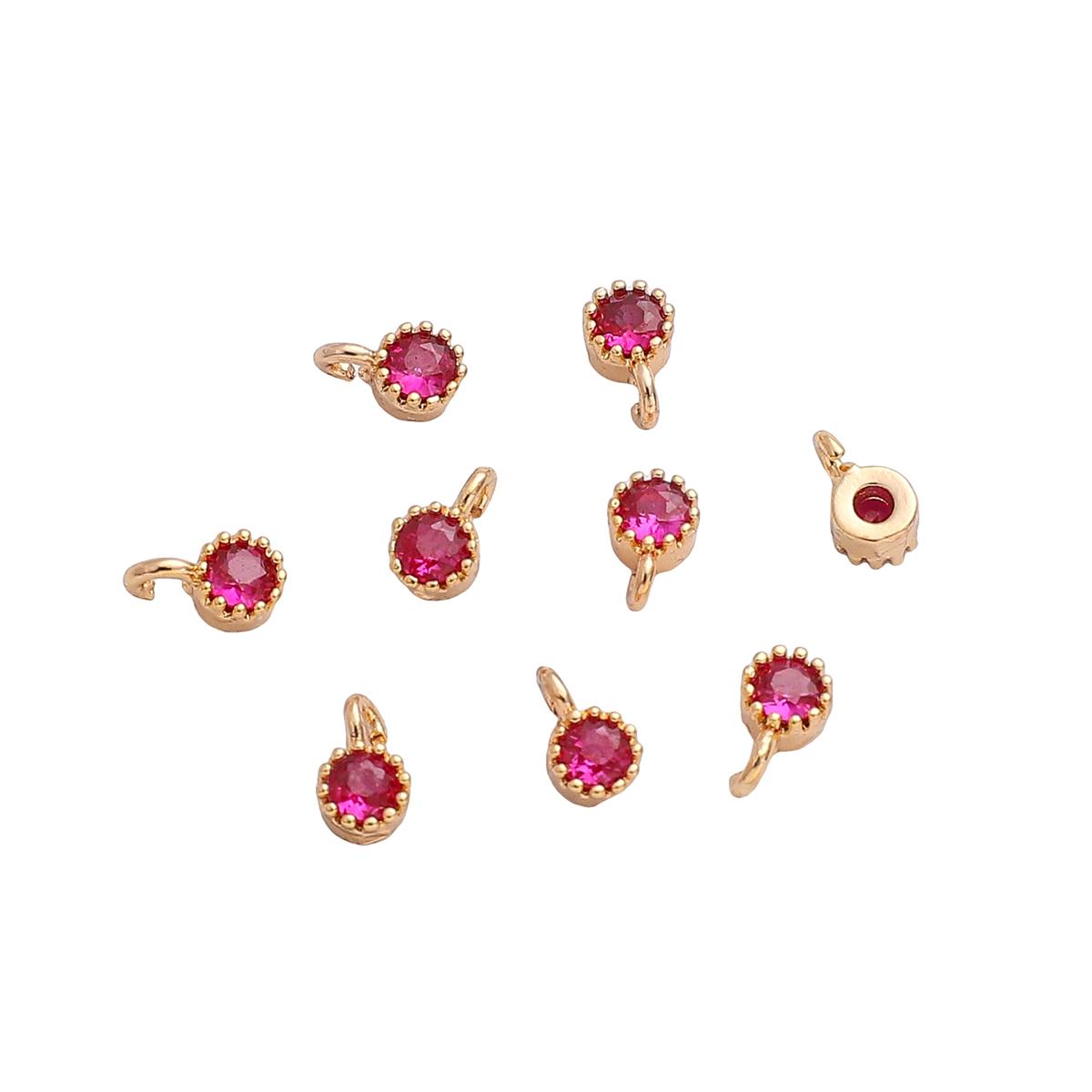 

Латунный круглый подвеска-подвеска с кристаллом циркона для серег, браслетов, ожерелья, DIY ювелирных изделий, аксессуары 4x6mm 2pcs фуксия