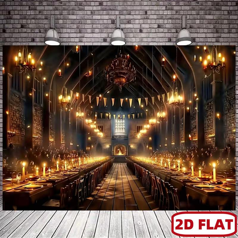 2D Great Hall Backdrop for Wizard School Cosplay & Movie Night Decoration