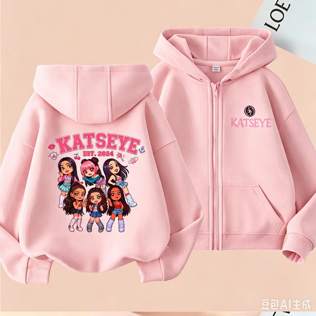 Kpop Katseye Beautiful Chaos Album Hoodie Fashion Hip Hop Vintage Harajuku Girls Boys Pullover Loose Sportwear Zipper Hoody