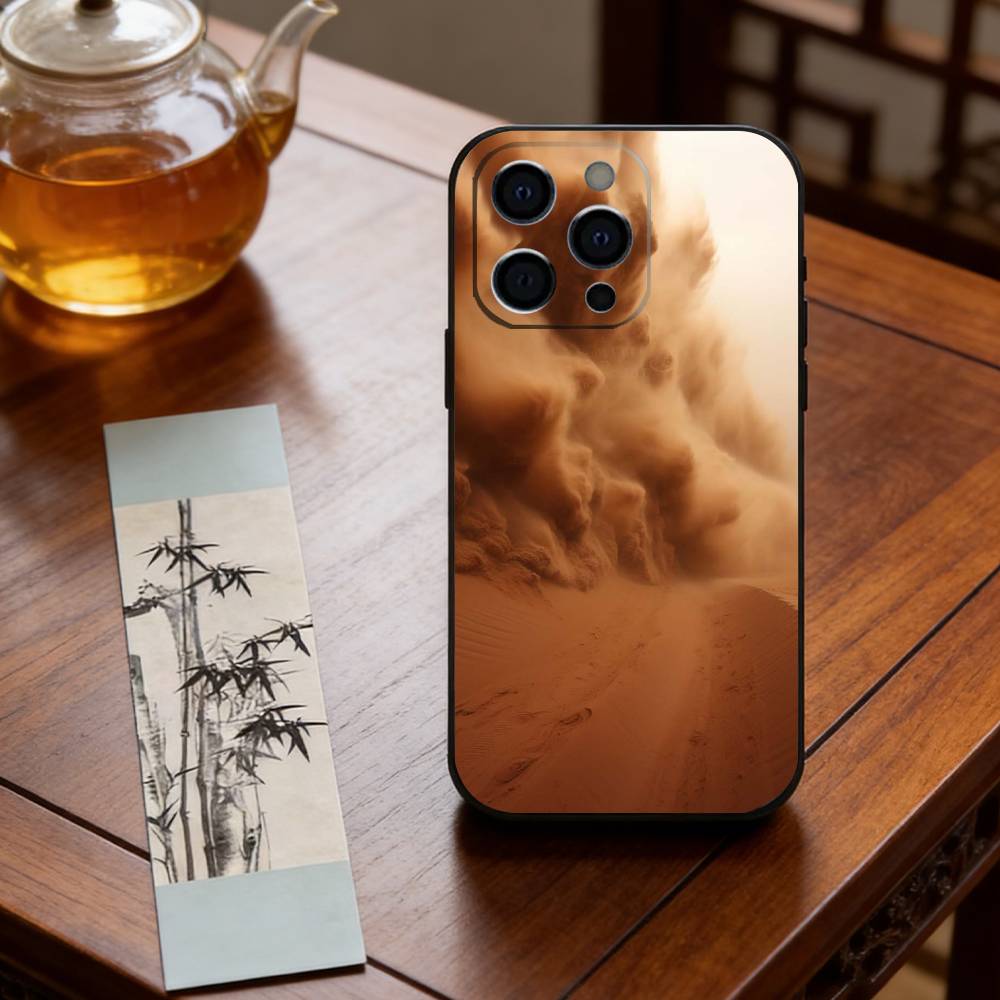 S-Severe sandstorm Phone Case For iPhone 17,16,15,14,13,12,11 Plus,Pro Max,XS,Soft Silicone Black Cover iPhone13PROMAX
