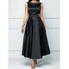 European and American Foreign Trade New High Waist Elegant Fashion Big Swing Party Satin Dress Dress Long Dress