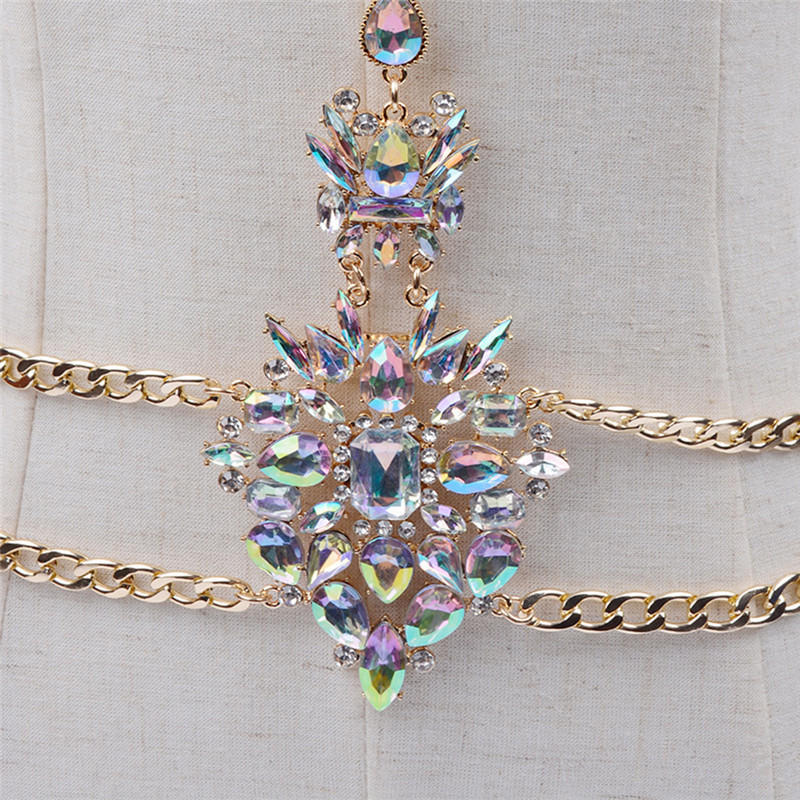 Luxury   Gem Pendant Harness Body Chain Necklace Bikini Jewelry