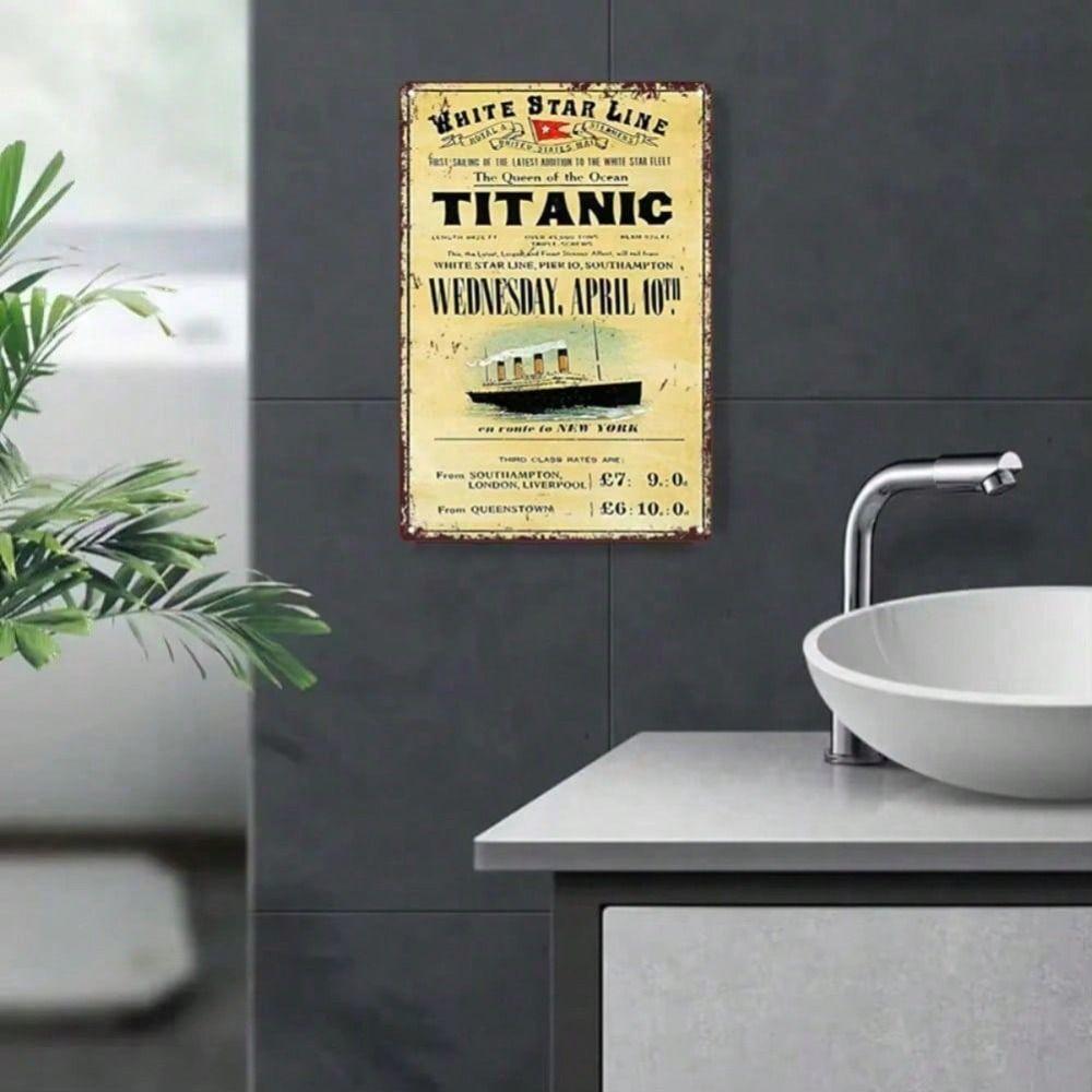 Vintage Titanic Metal Poster, Wall Decor for Bar