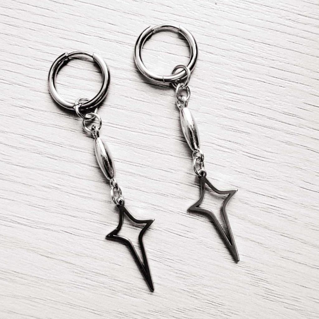 Gothic Star Earrings, Y2K Jewelry, Dangle Earrings, Korean Style Cool Statement Earrings for Girls