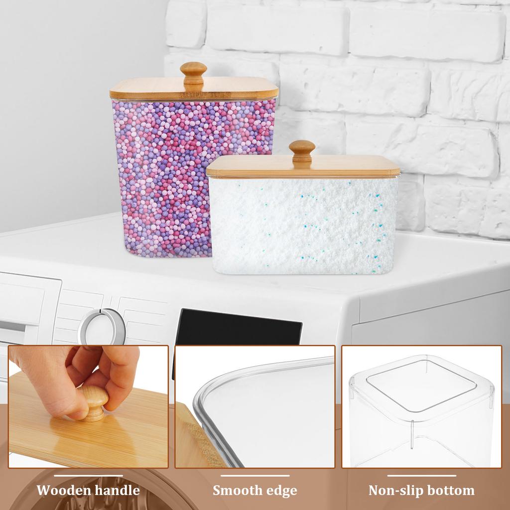 4Pcs Laundry Pods Container Storage Box with Lid and Spoon Reusable Clear Dryer Sheet Holder For Laundry Room Organizer NEW