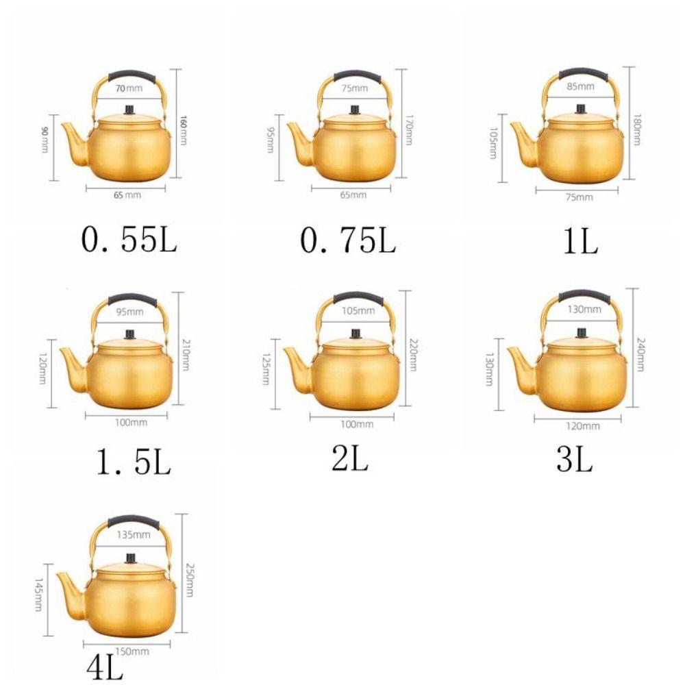 Multifunction Stovetop Tea Pot Aluminum Coffee Pot Ergonomic Handle Gold Water Kettle  Travel