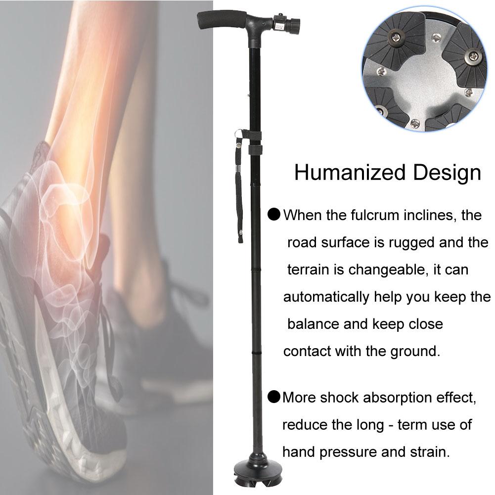 Foldable LED Safety Walking Stick Height Adjustable Magic Cane for Old Man