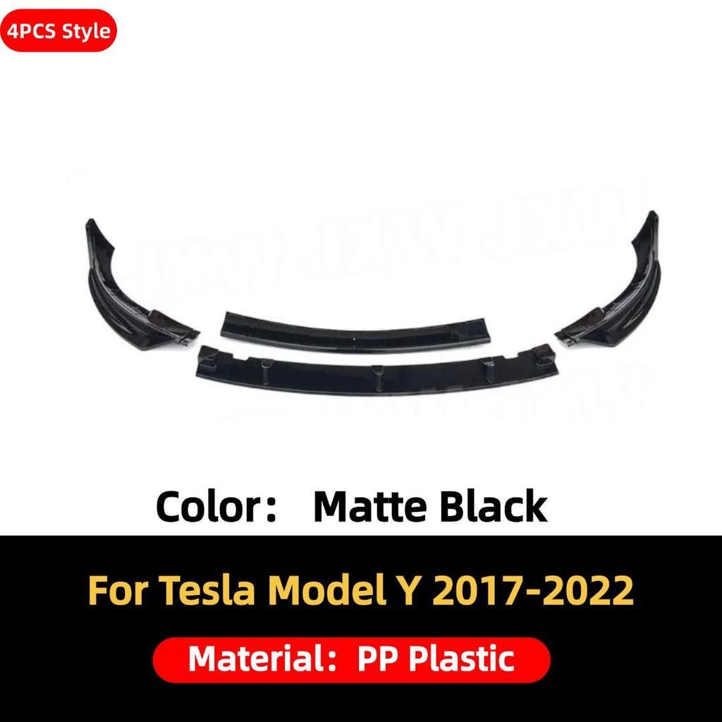 17-22 Tesla Model Y Front Lip Bumper Kit: 4-Section Decorative Accessory