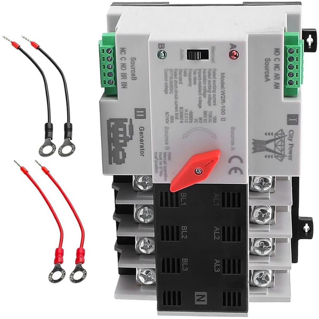 100A 4Pole Dual Power Automatic Transfer Switch Din Rail Mounted Transfer Controller for Home Generator Fast Switching