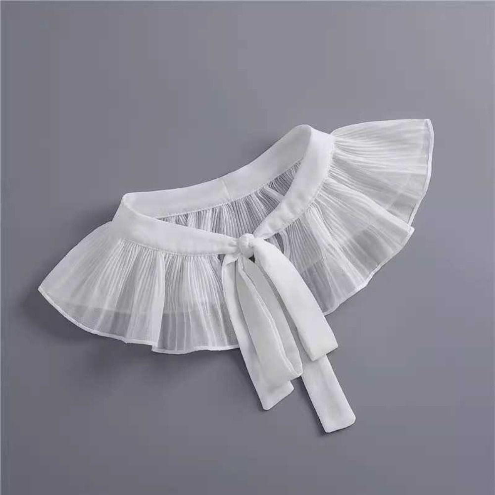 Trendy Removable Lace Frill False Collar Laced Up Versatile Fake Collar Clothing Detachable Collar Dress Shirt Decoration