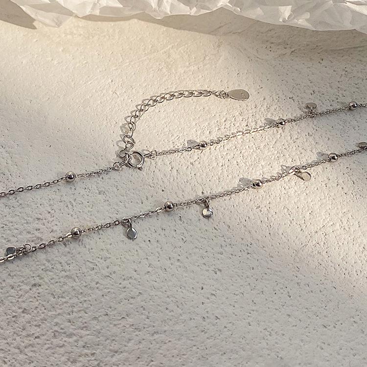 Trendy Clavicle Chain Beaded Necklace with Round Pendant and Tassel Choker for Women