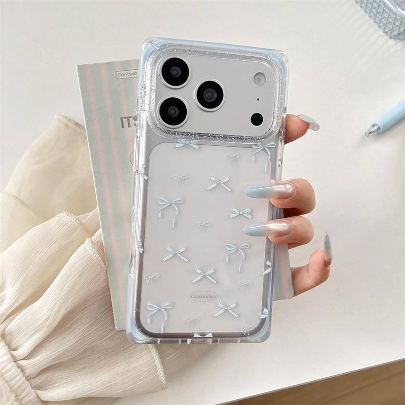 Minimalist Solid Color Bowknot Phone Case for iPhone 17/16 Pro Max/15/14 - High-End Feel