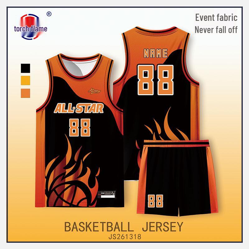 Torch Flame Digital Print Basketball Uniform Set L