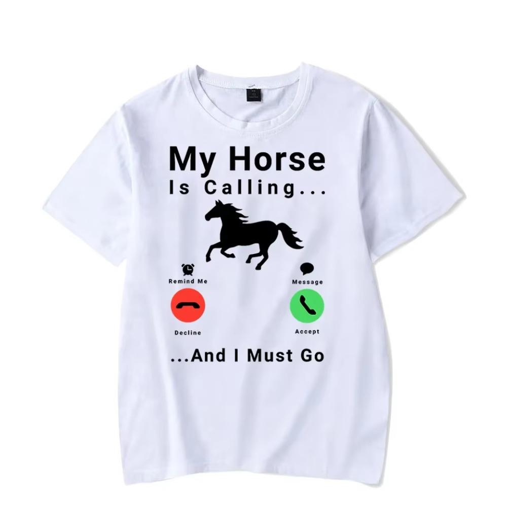 Hästskjorta för hästälskare Anime T-shirt Min häst kallar...och jag måste gå Rolig oversize T-shirt Kvinnor Män T-shirt Homme