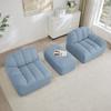 2-Seater L-Shaped Modular Boneless Sofa, Shell Shape, Deep Seat Cushions with 1 Ottoman, Sofa for Living Room, No Assembly Required, Blue