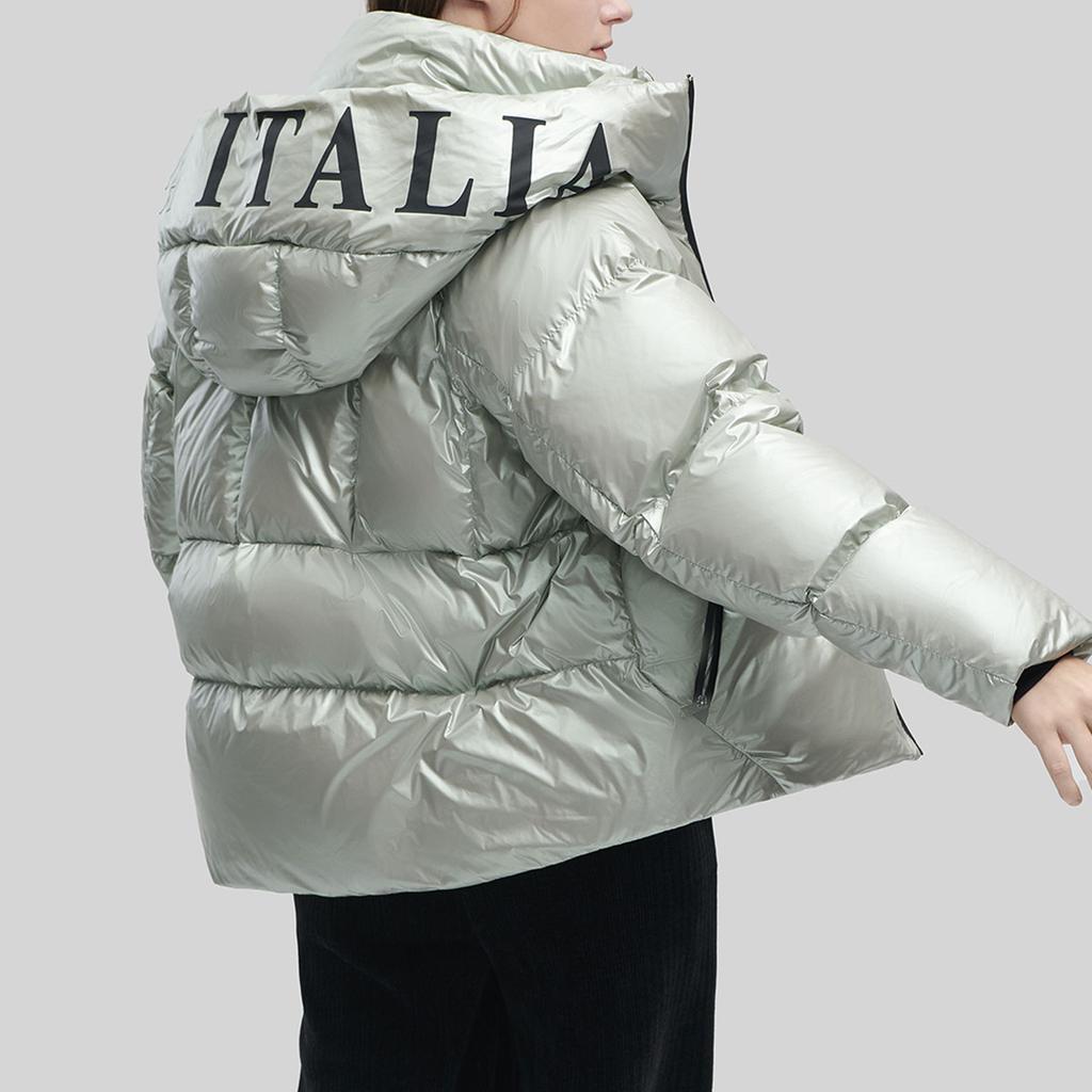 FILA Emerald Logo Printed Casual Hooded Down Jacket Women Jackets Light-Bamboo-Green F11W344914F-LG