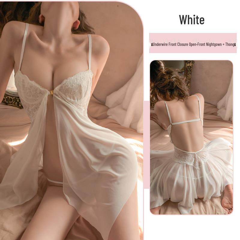 Atmosphere Luxury Lace Nightgown with Underwire and Tie, Exuding Pure Desire and Elegance