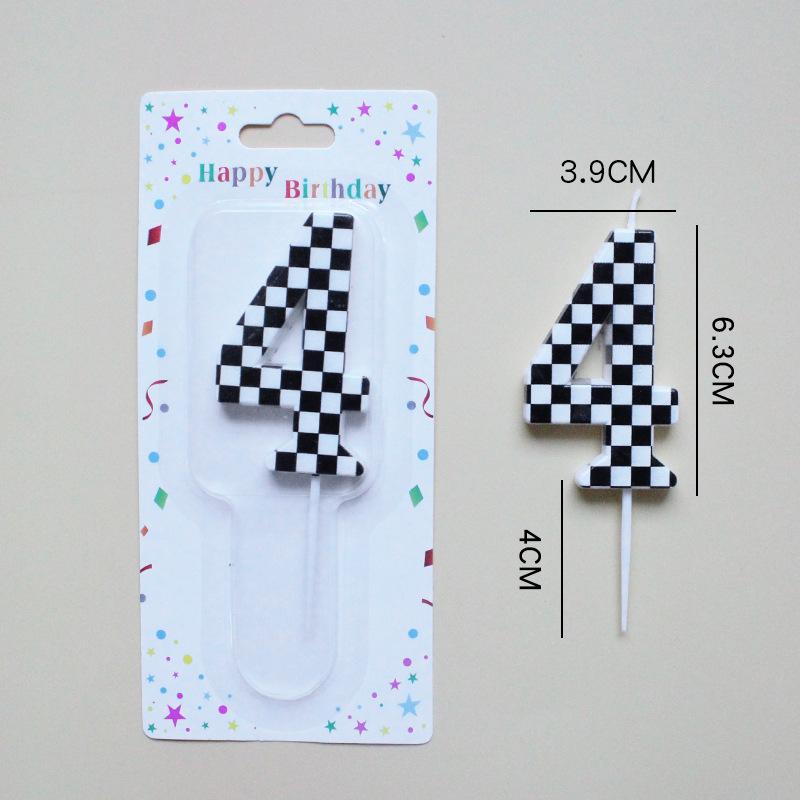 Checkerboard Number 0-9 Candle Birthday Party Decoration Black and White Checkered Card Number Candle