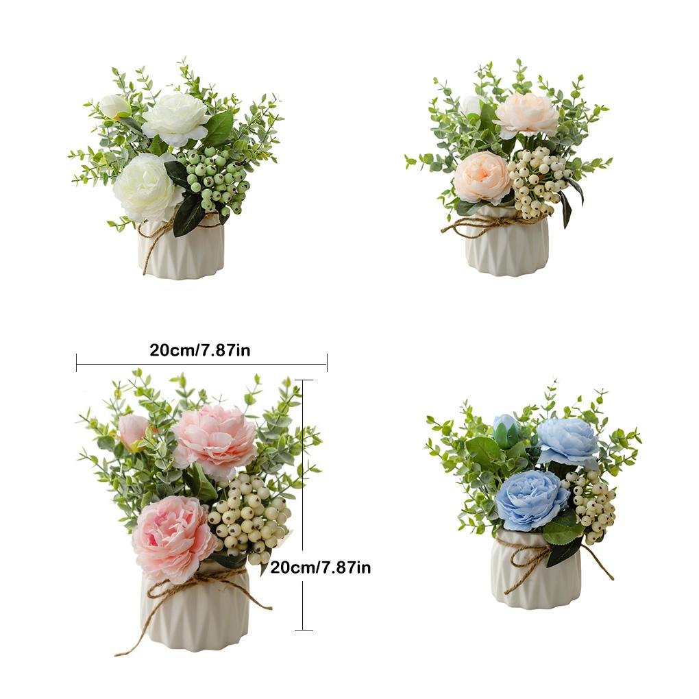 Artificial Flower Plant Potted Vase Imitation Flowers Ceramic Hemp Rope Set Wedding Home Office Party Decoration