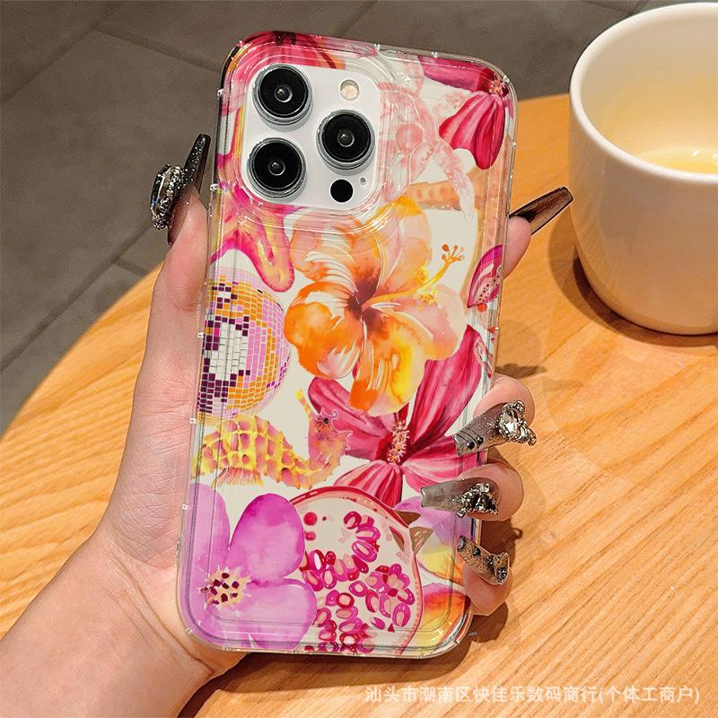 Bright lily for Apple 14/17 mobile phone case iPhone13promax soft 12/11 airbag anti-drop 15
