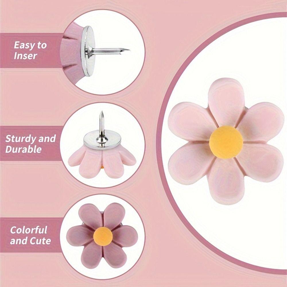 20/30/50Pcs Photo Wall Decor Six-Petal Flower Pushpins Creative Thumb Tacks  School