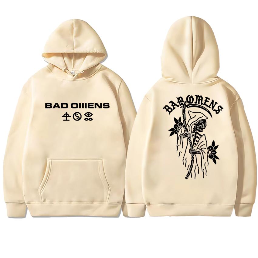 New Bad Omens Band Tour American Music 2025 Double Sided printed Hoodie Unisex hip hop punk streetwear Men women Fleece pullover