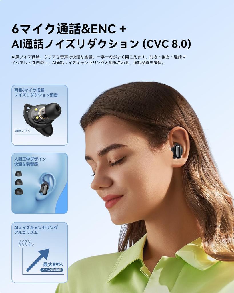 Bluetooth Wireless Earbuds with 6 Silicone AI Smart ENC IPX7 Up to 65 Hours of 2025 Latest Bluetooth Sound Low Instant Fast Single or for Web and