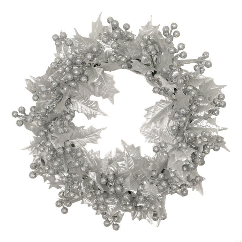 

Christmas Artificial Wreath Gold Silver Foam Powder Fruit Hanging Garland for Home Farmhouse Front Door Window Wall Decor X3UC серебряный
