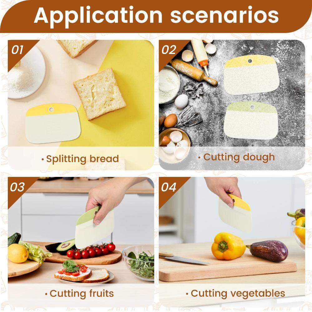 2PCS Plastic Dough Pastry Cutter with Measuring Scale Food Scrapers Baking Tools Bench Scraper Cake