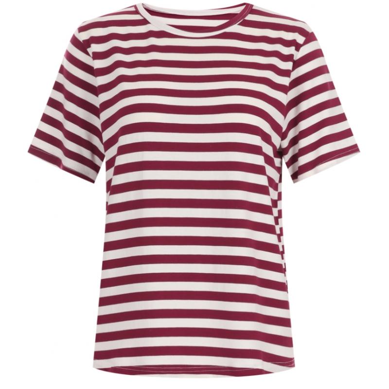 Shop   Women S Round Neck STriped ShorT Sleeve baSic T ShirT Navy Dai wSh 20615