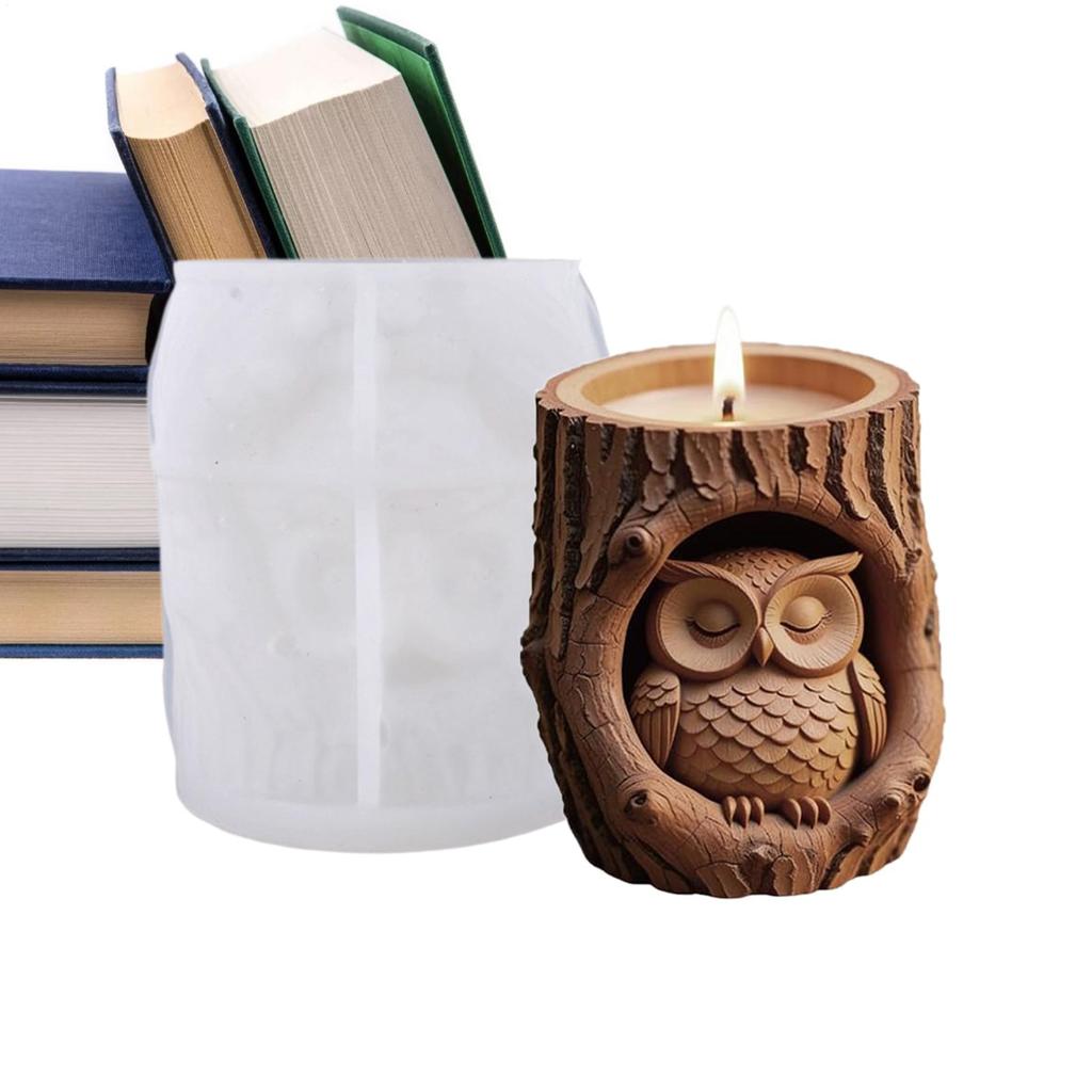 Tree Stump Owl Silicone Mold Epoxy Resin Molds Aromatherapy Cement Gypsum Cup Mold DIY Dropper Storage Cup Flowerpot Ornament