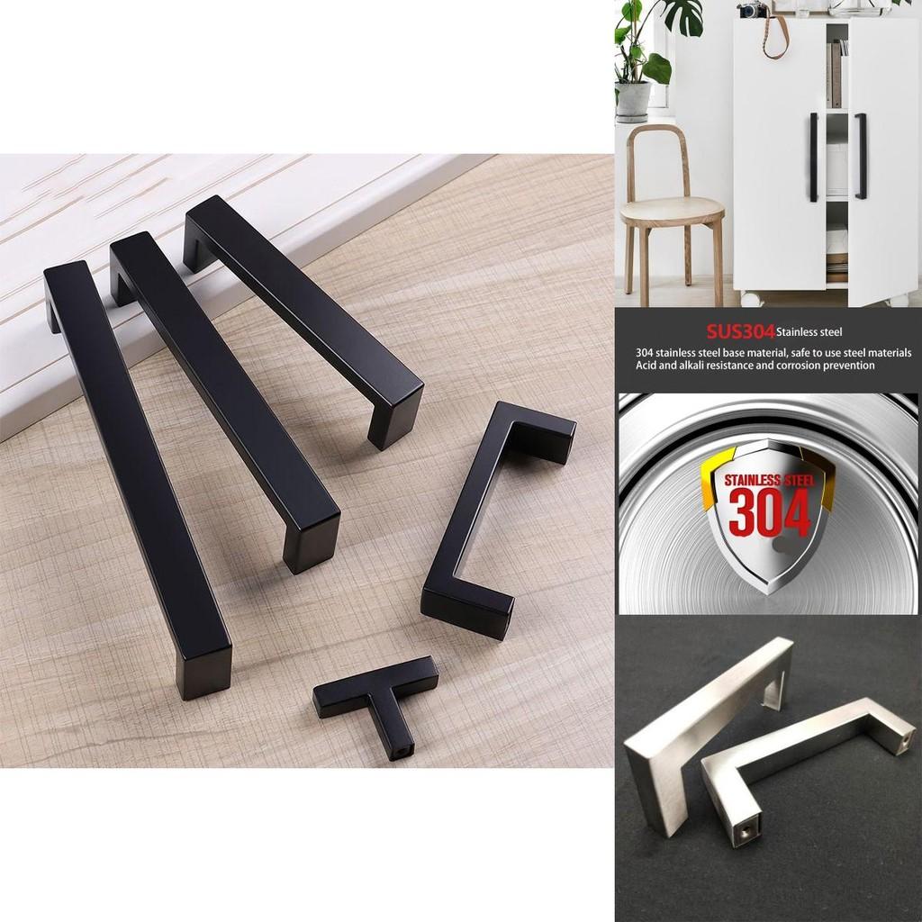 Puxadores Quadrados Pretos Para Móveis Com Superfície Fosca Para Guarda-Roupa de Quarto e Armários de Cozinha