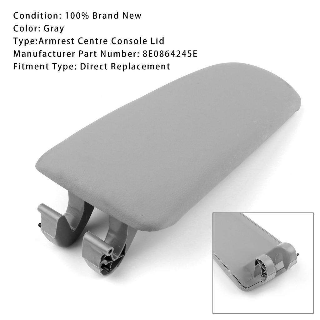 Gray Leather Armrest Centre Console Lid For A4 B6 B7 2001-2008 8E0864245E