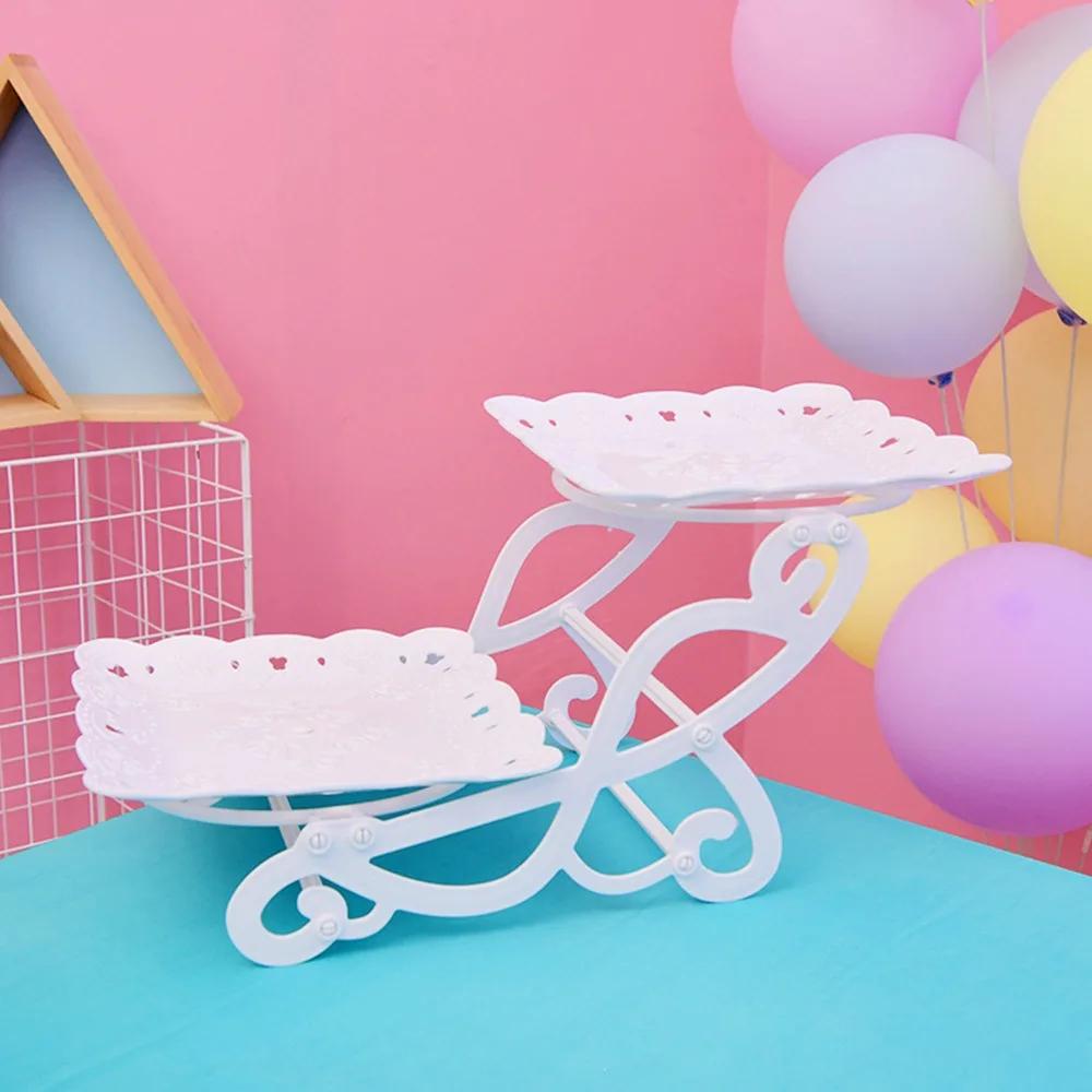 

European Style Plastic Dessert Rack 2/3-Layers White Food Fruit Plate Detachable Cupcake Holder Wedding Birthday Party