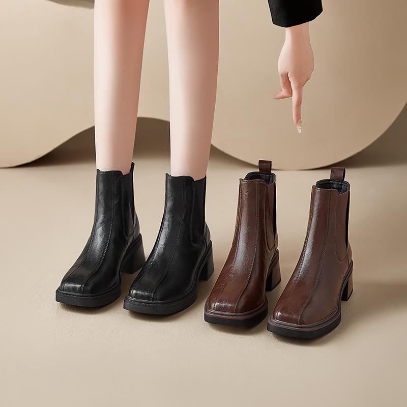 Augustine Martin Boots Women's 2025 New Autumn High Heel Merad Chelsea Platform Smoke Skinny Short Boots