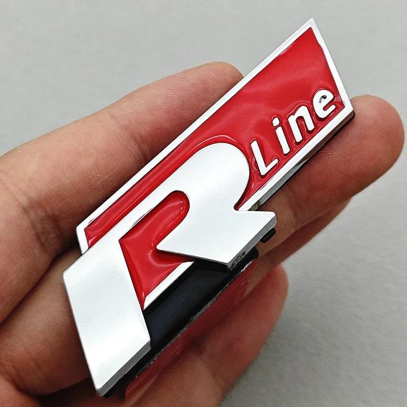 AABLC1 3D Metall Auto Logo R RLine Kühlergrill Emblem Abzeichen Aufkleber für Volkswagen VW Golf R R32 MK7 MK7.5 MK8 Polo GTI GLI Zubehör