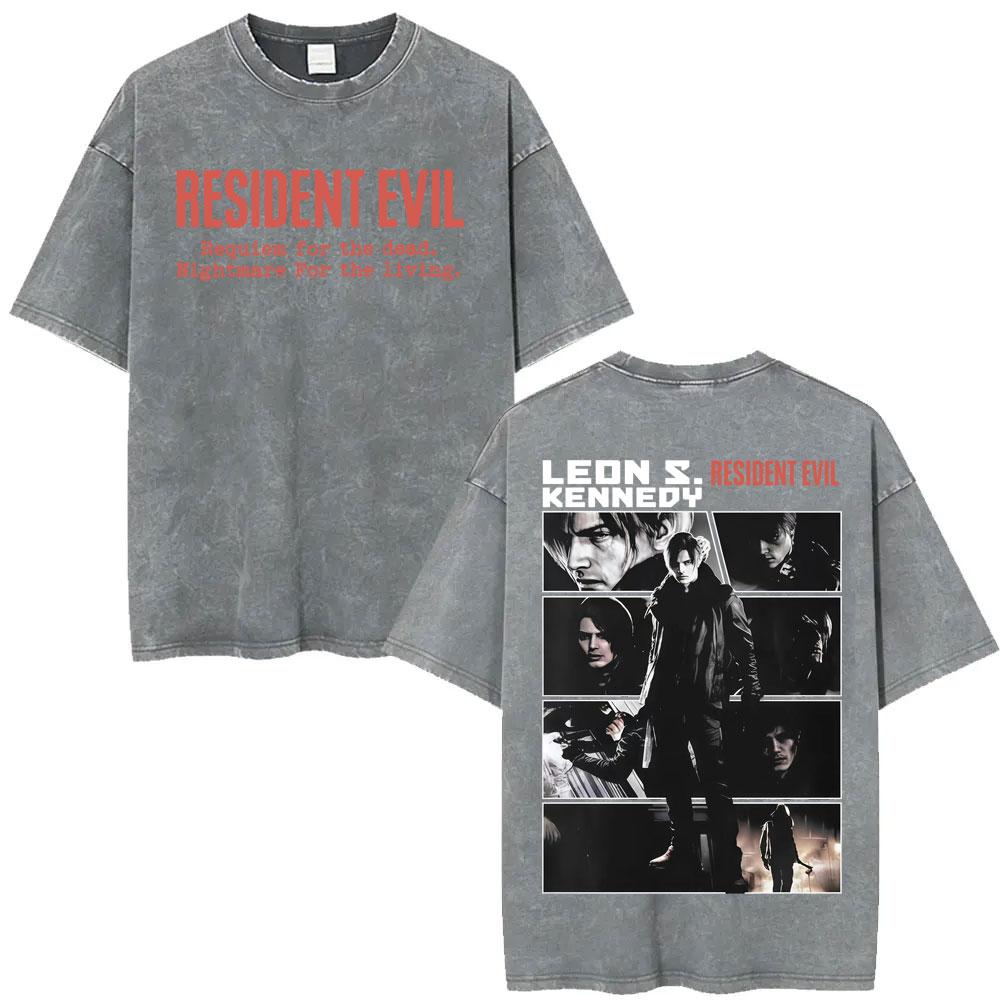 T-shirt Anime Édition Limitée Resident Evil Requiemm Vêtements pour Hommes Gothique Vintage Lavé T-shirts Hauts d'Été T-shirt à Col Rond Streetwear