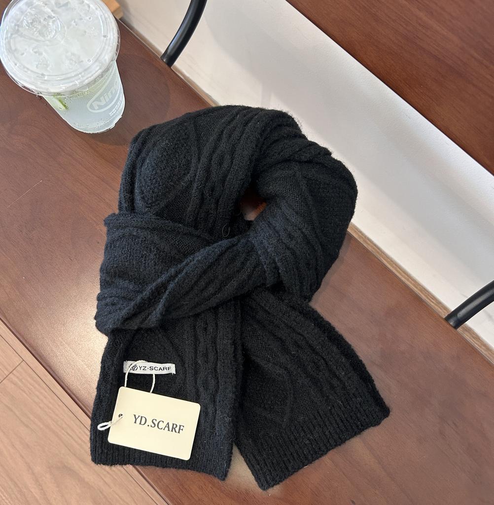16 New Rhombus Blended Korean Knitted Wool Scarf Women's Winter Warm Versatile Student Solid Color Shawl