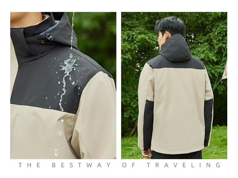 Unisex Winter Hooded Waterproof Windproof Three-in-One Mountaineering Jacket