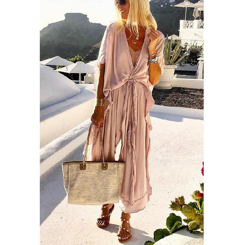 

2025 лето повседневное большого размера свободное женское платье с V-образным вырезом и большим подолом для отпуска XL