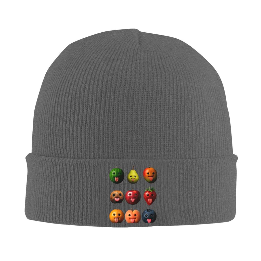 Funny Silly AI Fruit gen z Meme BrainRot Humor Tongue Out Beanie Hats  Bonnet Hats Fashion Knitted Hat Thermal Elastic Caps