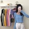 Autumn New Slim Fit Slimming One Shoulder T-shirt for Women Short Knit Sweater, Long Sleeved Top Sweaters