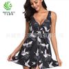 Swimsuit women's new large size conservative crane print sexy bikini one-piece swimsuit