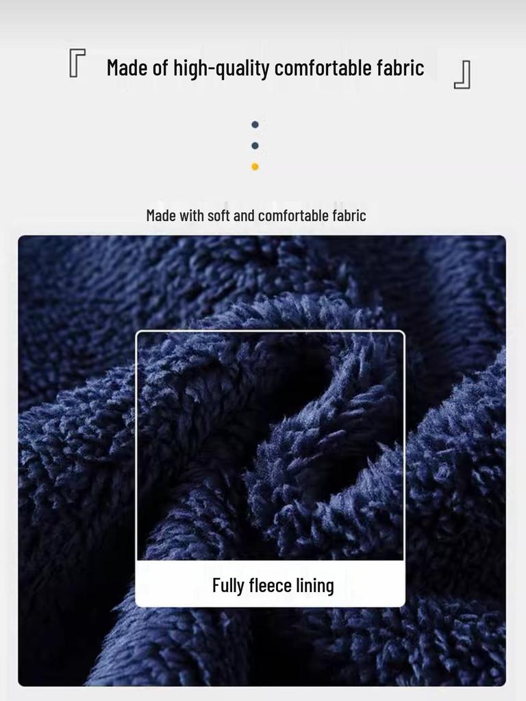 Plus Size Men's Outdoor Jacket - Thickened Velvet Lining, Solid Color, Autumn/Winter Casual Fleece