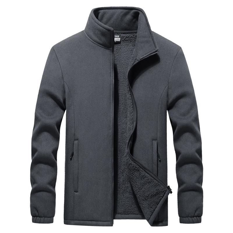 

European & American Style Men s Plus Size Double-Sided Fleece Cardigan Sweatshirt 6XL