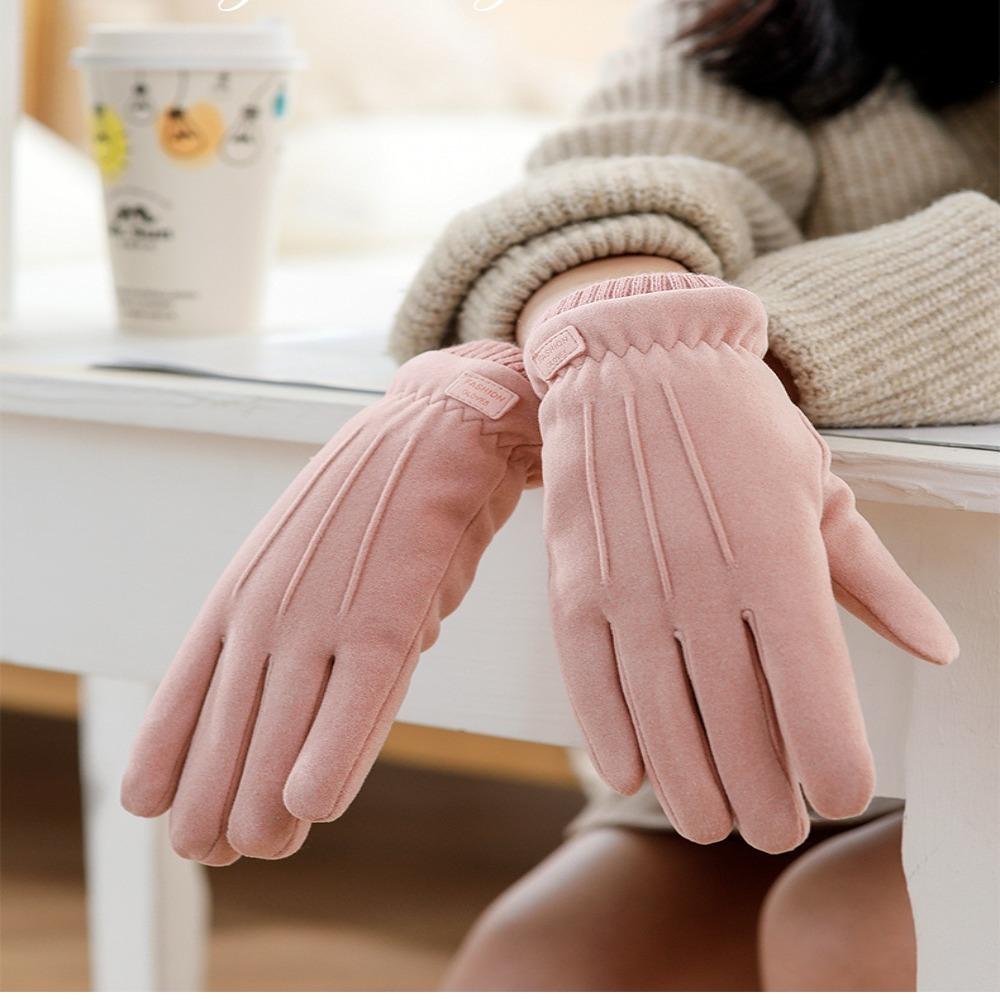 

Suede Women Gloves Warm Cycling Gloves Durable Suede Winter Thicken Female Gloves сірий