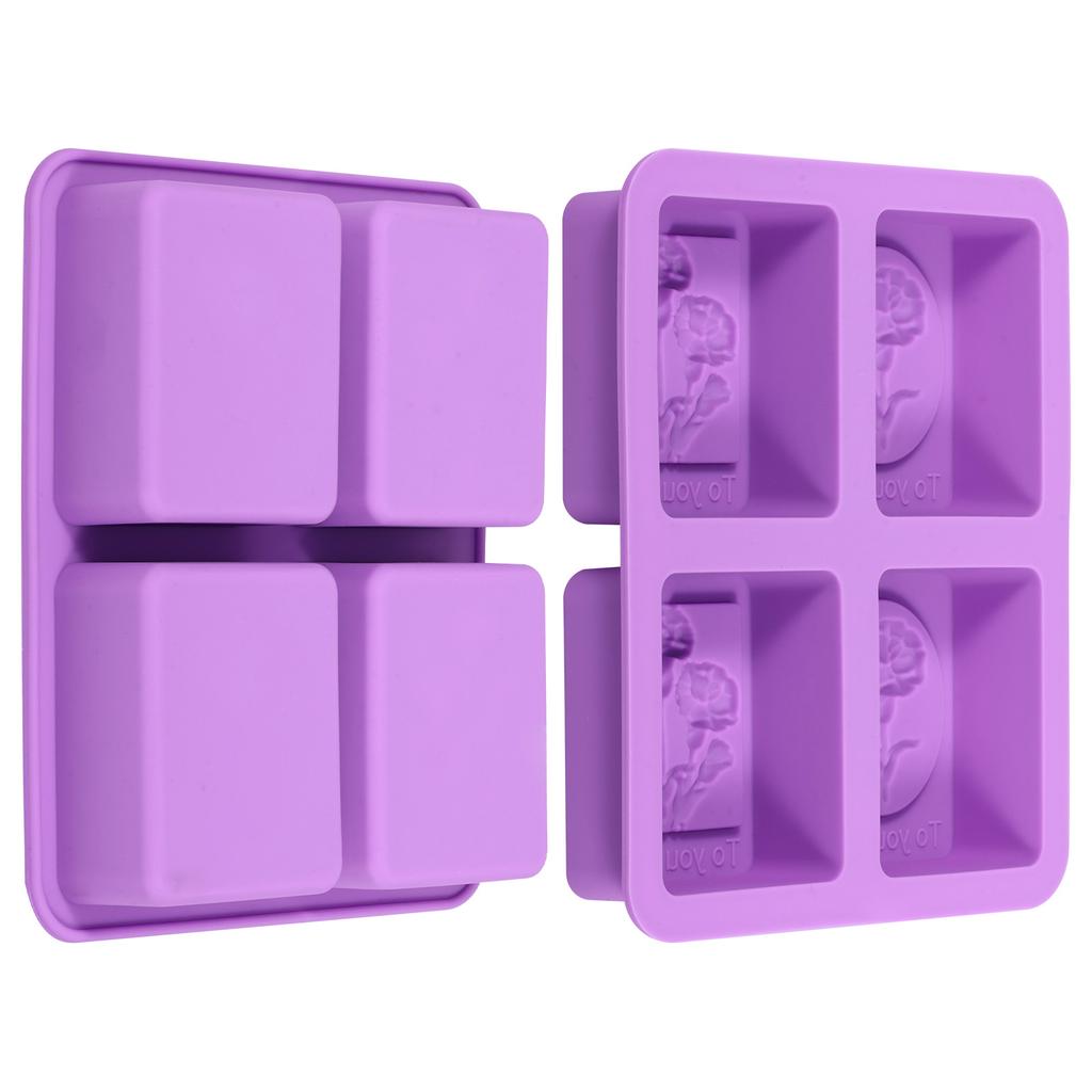 2Pcs Silicone Soap Molds Flower Pattern Soap Making Mold 4 Cavity Chocolate Making Tools DIY Soaps Mold for Handmad Resin Crafts