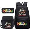 Cartoon Teacup Head Cuphead Student Backpack Oblique Span Bag Pencil Bag Primary And Secondary School Students Children'S Schoolbag Three-Piece Set