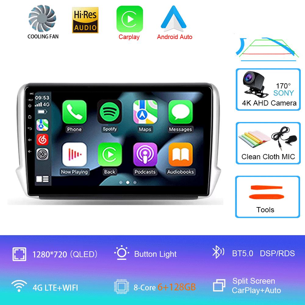Car Radio Android 14 Carplay For Peugeot 2008 208 Multimedia System 2012 - 2018 Navigation GPS Multimedia Player WiFi+4G Stereo