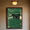 Funny Black Cat Reading Newspapers On The Toilet Canvas Print Green Pink Animal Wall Art Poster for Modern Bathroom Home Decor